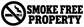 No smoking vinyl decal with crossed cigarette icon and SMOKE FREE PROPERTY text