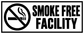Smoke-free facility vinyl decal showing no-smoking icon with large bold lettering