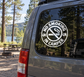 Circular vinyl decal for camper windows: no smoking sign with crossed cigarette icon