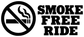 Smoke-free ride vinyl decal closeup: white no-smoking icon and bold SMOKE FREE RIDE