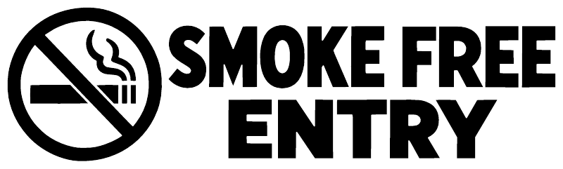 Smoke Free Entry vinyl decal close-up with no-smoking icon and bold white lettering