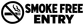 Smoke Free Entry vinyl decal close-up with no-smoking icon and bold white lettering