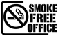 Close-up Smoke Free Office vinyl decal with crossed cigarette icon and large text