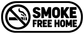 Smoke free home vinyl decal, bold black icon and text on white background
