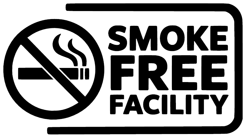 Smoke-free facility vinyl decal with no-smoking sign and 'SMOKE FREE FACILITY'