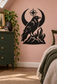 Black raven and crystal shards vinyl wall decal with circular star emblem
