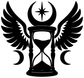 Black hourglass wings vinyl decal with star and crescent moon symbols