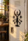 Black vinyl decal of a burning candle with crescent moon and star accents