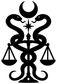 Balance vinyl decal with serpent scales and crescent moon, black design on white
