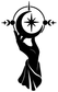 Black and white hand silhouette holding a crescent moon vinyl decal