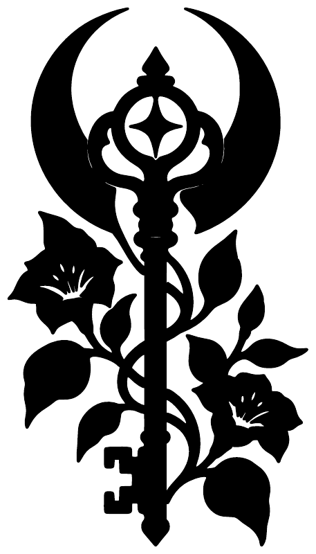 Black occult floral key candle vinyl decal, detailed silhouette