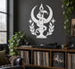 Serpent candle crest vinyl decal with laurel wreath and star accents, white emblem