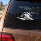 Wave crest vinyl decal with foamy spray on car rear window