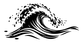 Black and white ocean wave decal with foaming crest