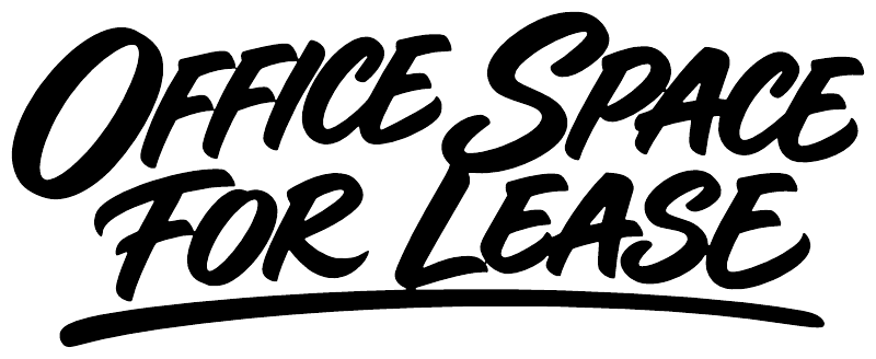 Horizontal vinyl decal with 'Office Space For Lease' lettering, black