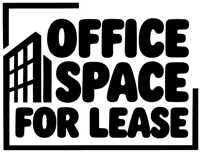 Vinyl decal showing bold 'OFFICE SPACE FOR LEASE' text with black letters and grid icon