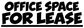Horizontal vinyl decal: 'OFFICE SPACE FOR LEASE' bold uppercase black letters with white outline