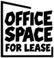 Stacked vinyl letter decal with black "OFFICE SPACE FOR LEASE" text in square