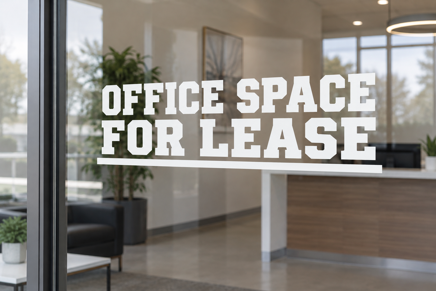 Office Space for Lease horizontal vinyl decal lettering for office windows