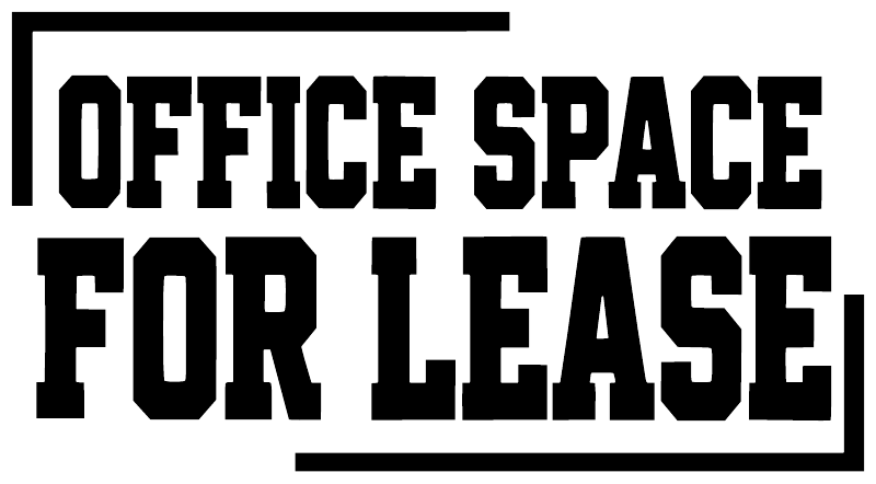 Close-up stacked vinyl decal letters reading "OFFICE SPACE FOR LEASE"