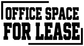 Close-up stacked vinyl decal letters reading "OFFICE SPACE FOR LEASE"