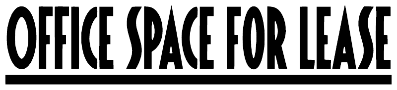 Vinyl decal with black text “OFFICE SPACE FOR LEASE” and a thick underline