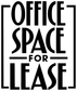 Vinyl decal with bold “OFFICE SPACE FOR LEASE” lettering, outlined.