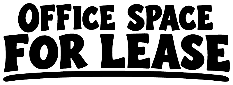 Horizontal vinyl decal with bold "OFFICE SPACE FOR LEASE" lettering and underline