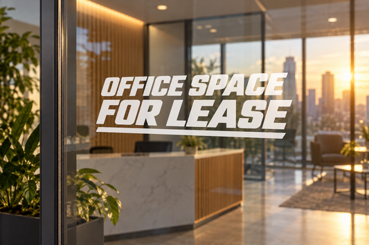 Office Space For Lease horizontal vinyl decal for office windows and doors