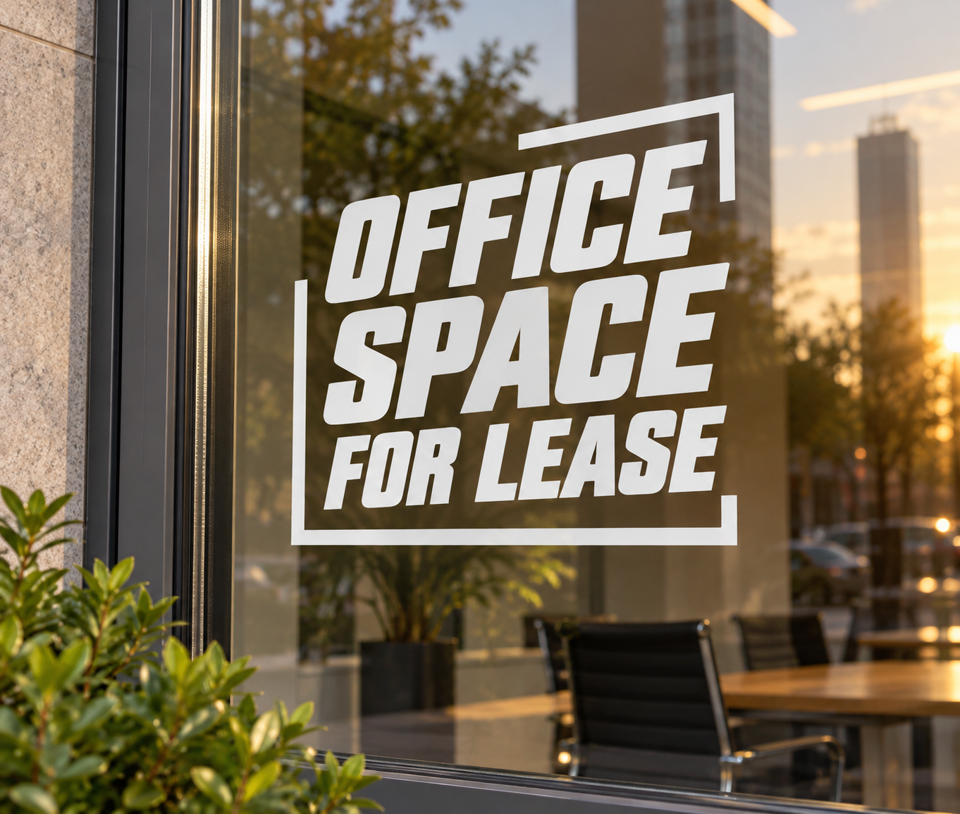 Office space for lease stacked vinyl decal, bold block letters for window