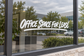 Horizontal vinyl lettering decal for glass: "OFFICE SPACE FOR LEASE" in white