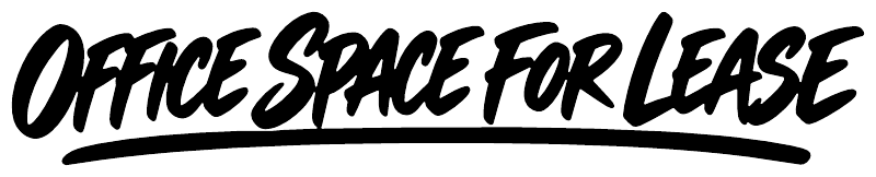Vinyl lettering decal with bold black text: "OFFICE SPACE FOR LEASE"