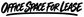 Vinyl lettering decal with bold black text: "OFFICE SPACE FOR LEASE"