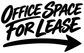 Directional vinyl decal close-up with bold black “Office Space for Lease” text and right arrow