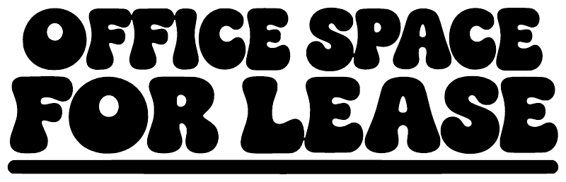 Close-up of white "OFFICE SPACE FOR LEASE" lettering vinyl decal