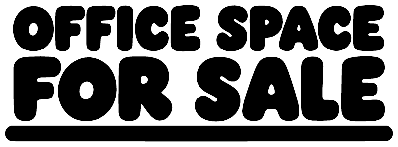 Office Space For Sale vinyl decal with bold black lettering and underline