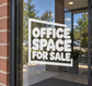 Stacked window vinyl decal: 'OFFICE SPACE FOR SALE' lettering