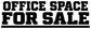 Vinyl window decal close-up with black text: OFFICE SPACE FOR SALE