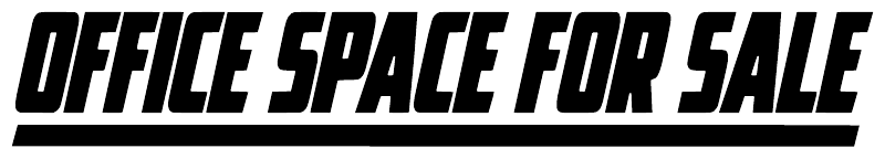Close-up horizontal vinyl decal lettering 'OFFICE SPACE FOR SALE'