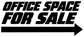 Directional vinyl decal with Office Space For Sale text and right arrow, black on white