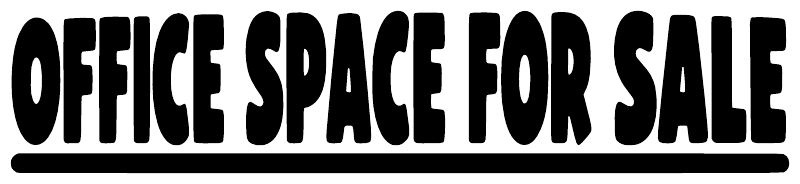 Horizontal black vinyl decal with "OFFICE SPACE FOR SALE" lettering