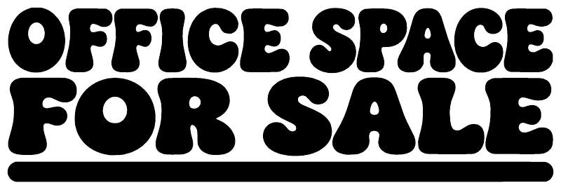 Vinyl decal close-up of 'OFFICE SPACE FOR SALE' bold lettering on dark background