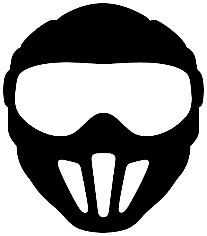 Black paintball mask emblem vinyl decal with white goggles and teeth