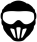 Black paintball mask emblem vinyl decal with white goggles and teeth
