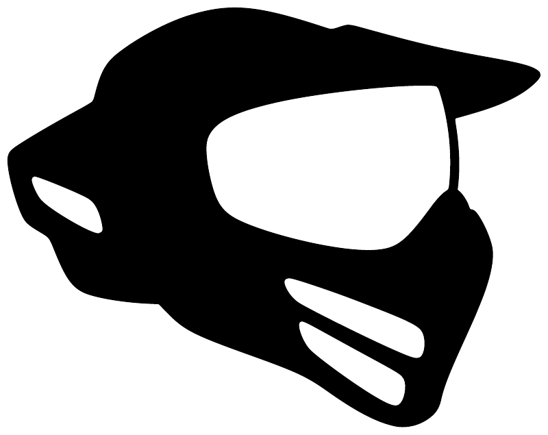 Paintball mask emblem vinyl decal, black icon with white eye area