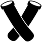 Paintball pod pair vinyl decal, bold black crossed pod icons with oval tips