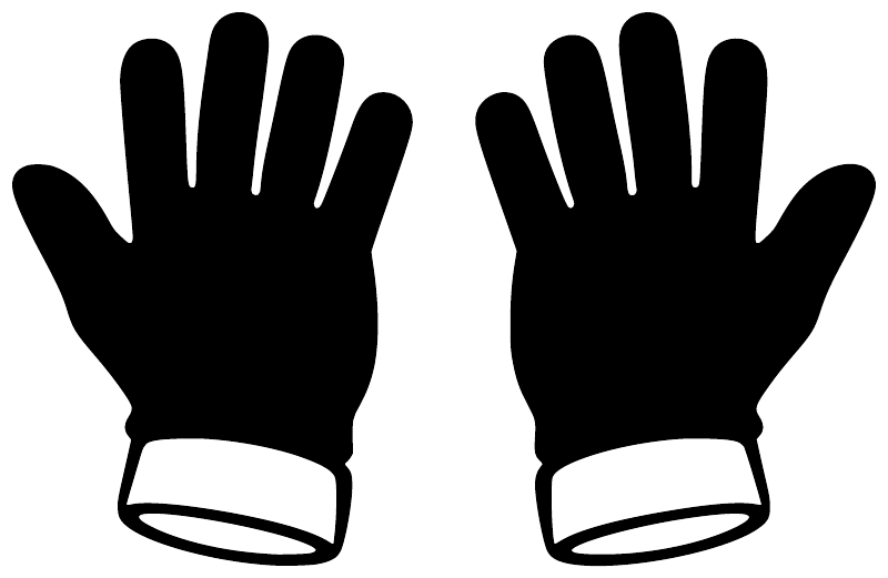 Vinyl decal graphic of two black paintball gloves with white cuffs