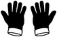 Vinyl decal graphic of two black paintball gloves with white cuffs