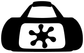 Vinyl duffel decal in black with white panel and paintball splash icon
