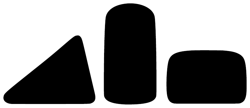 Vinyl decal trio: black bunker triangle, tall rectangle, rounded bar shape